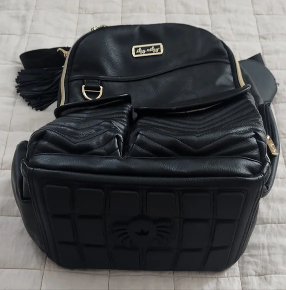 Itzy Ritzy Black Diaper Backpack with Gold Accents - Picture 2 of 9